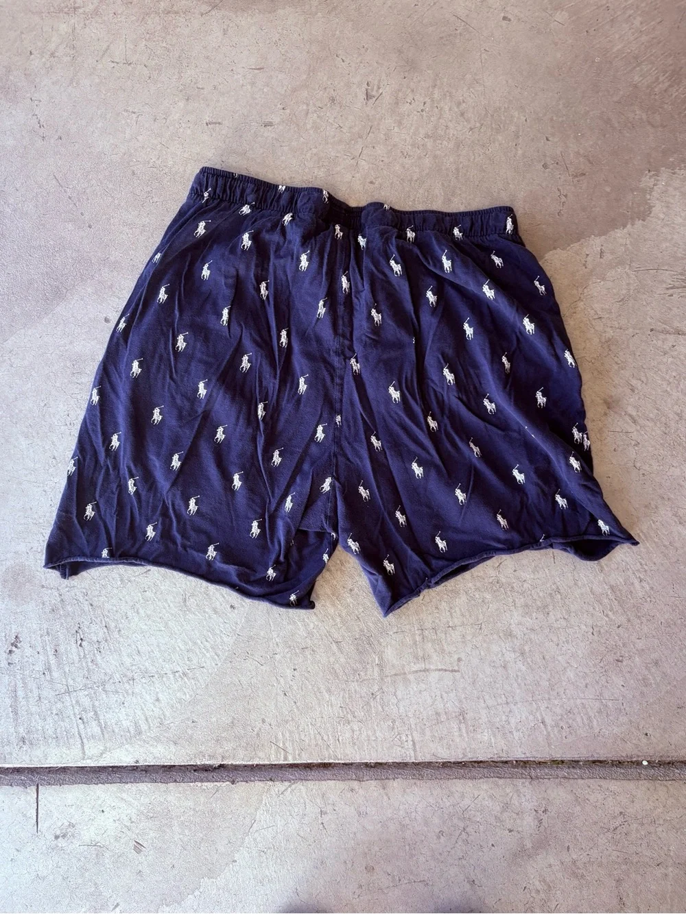 Polo Ralph Lauren Classic Sleepwear Shorts Men S Blue Pony AOP Drawstring Pocket